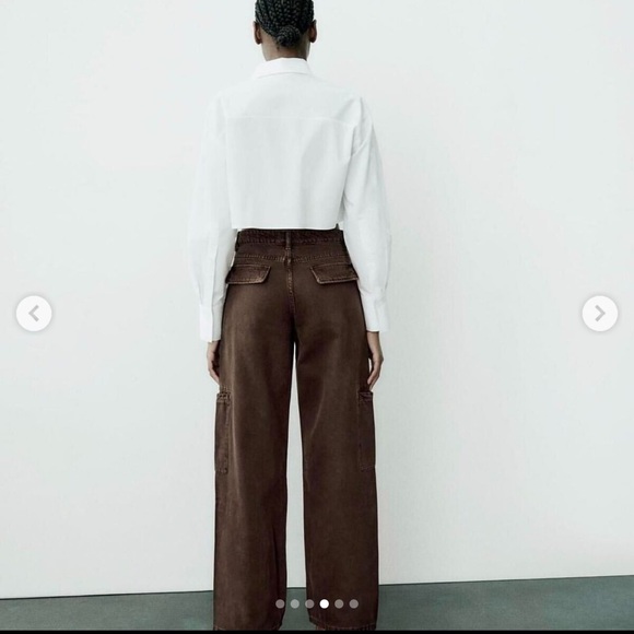 Zara chocolate brown cargo jeans (6) - Picture 2 of 10